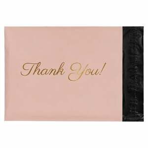 Pink Waterproof Self-Adhesive Poly Mailing Bags with Gold 'Thank You' Script